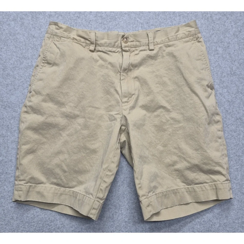 Polo Ralph Lauren Shorts Mens 33 Classic Fit Khaki Beige Flat Front Chino Preppy